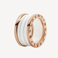 [Polaidi Jewelry ]ZERO 1 FOUR-BAND LOOPS AND WHITE CERAMIC SPIRAL PINK GOLD RING
