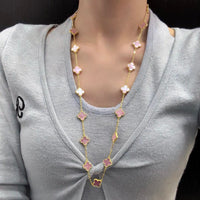 [Polaidi Jewelry ]CLOVER 20 MOTIFS PINK MOP NECKLACE