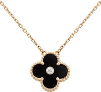 [Polaidi Jewelry ]CLOVER 15MM DIAMOND ONYX NECKLACE