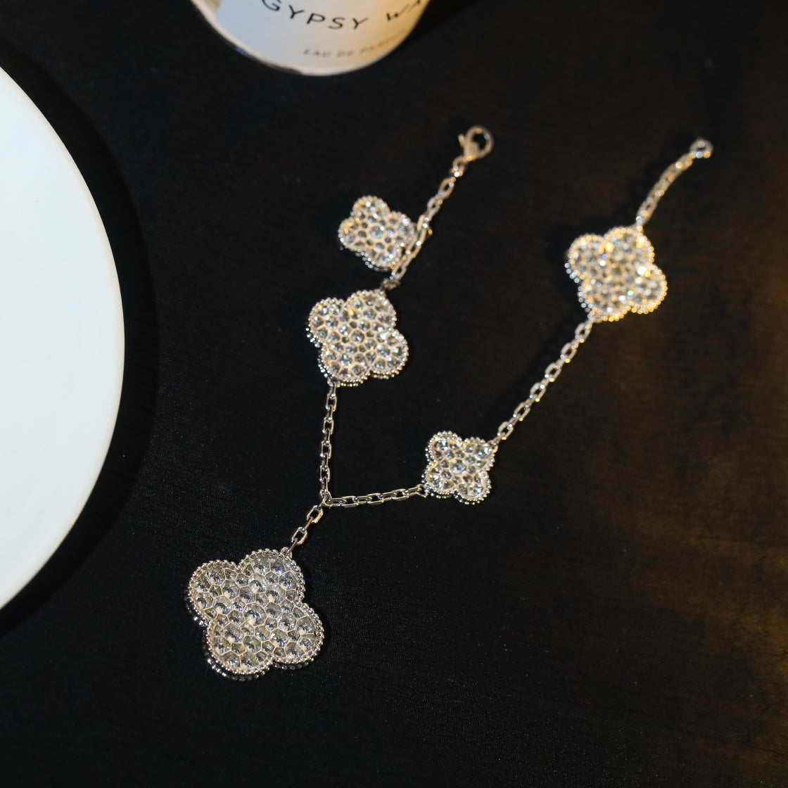[：Polaidi Jewelry]CLOVER BRACELET 5 MOTIF SILVER DIAMOND PAVED
