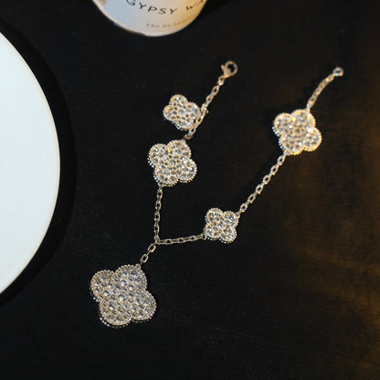[：Polaidi Jewelry]CLOVER BRACELET 5 MOTIF SILVER DIAMOND PAVED