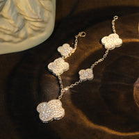 [Polaidi Jewelry ]CLOVER BRACELET 5 MOTIF SILVER DIAMOND PAVED