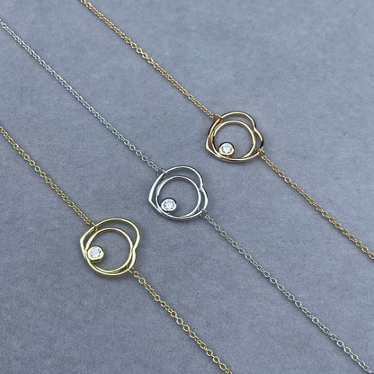 [Polaidi Jewelry]HOLLOW HEART SINGLE DIAMOND BRACELET
