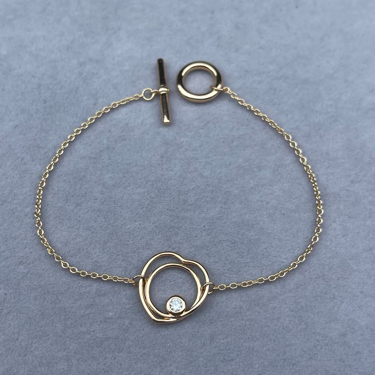 [Polaidi Jewelry]HOLLOW HEART SINGLE DIAMOND BRACELET