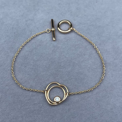 [Polaidi Jewelry]HOLLOW HEART SINGLE DIAMOND BRACELET