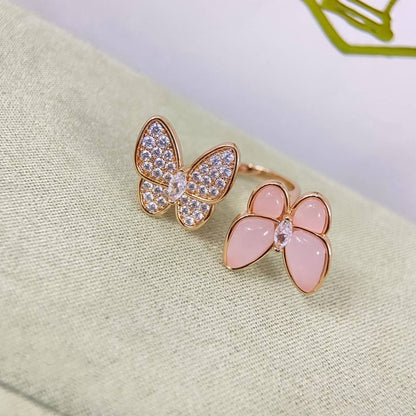 [Polaidi Jewelry]TWIN BUTTERFLY NEW DIAMOND & PINK BUTTERFLY RING