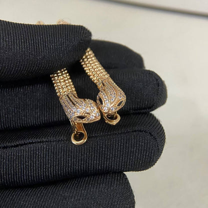[Polaidi Jewelry]DIAMOND-SET DEW DROP SERPENT SERIES SNAKE CLIP EARRINGS