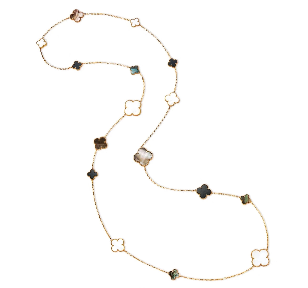 [Polaidi Jewelry]CLOVER 16 MOTIF WHITE NECKLACE