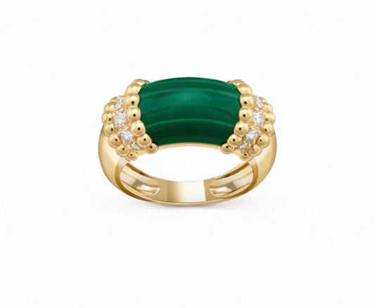 [：Polaidi Jewelry]PERLEE COLLECTION 18K YELLOW GOLD MALACHITE DIAMOND RING