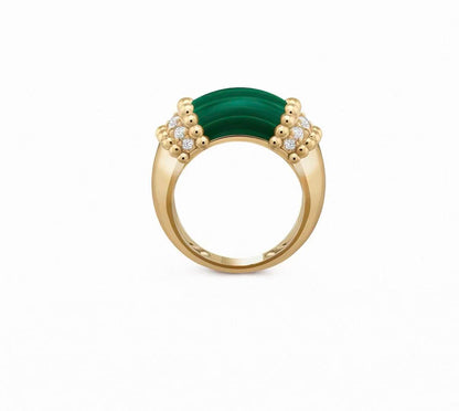 [：Polaidi Jewelry]PERLEE COLLECTION 18K YELLOW GOLD MALACHITE DIAMOND RING