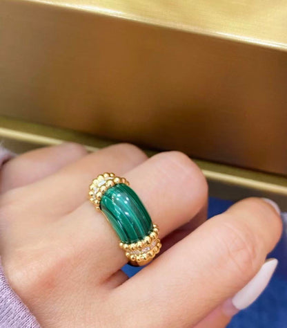 [：Polaidi Jewelry]PERLEE COLLECTION 18K YELLOW GOLD MALACHITE DIAMOND RING