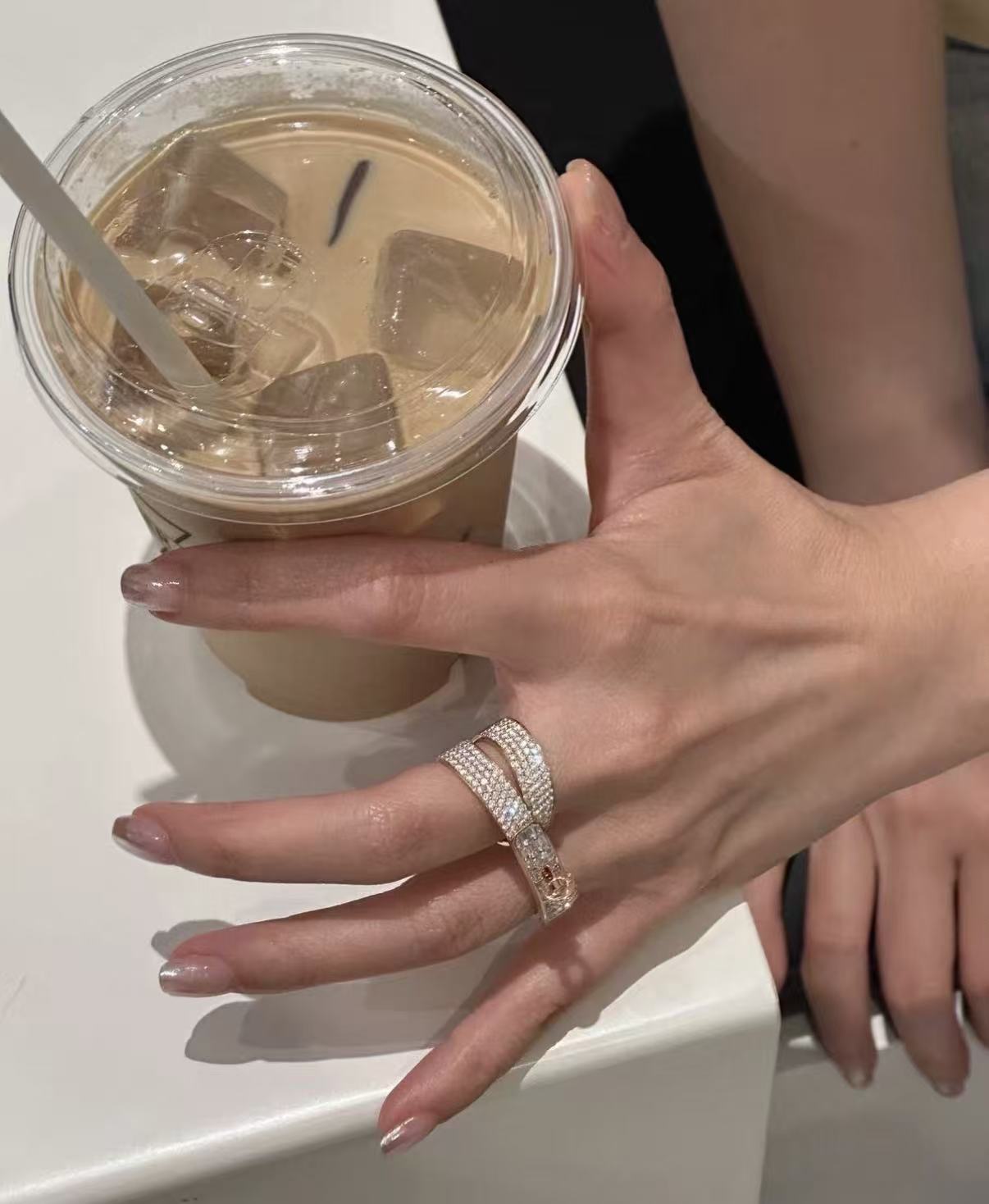 [：Polaidi Jewelry]NEW STYLE FULL CIRCLE DOUBLE DIAMOND RING