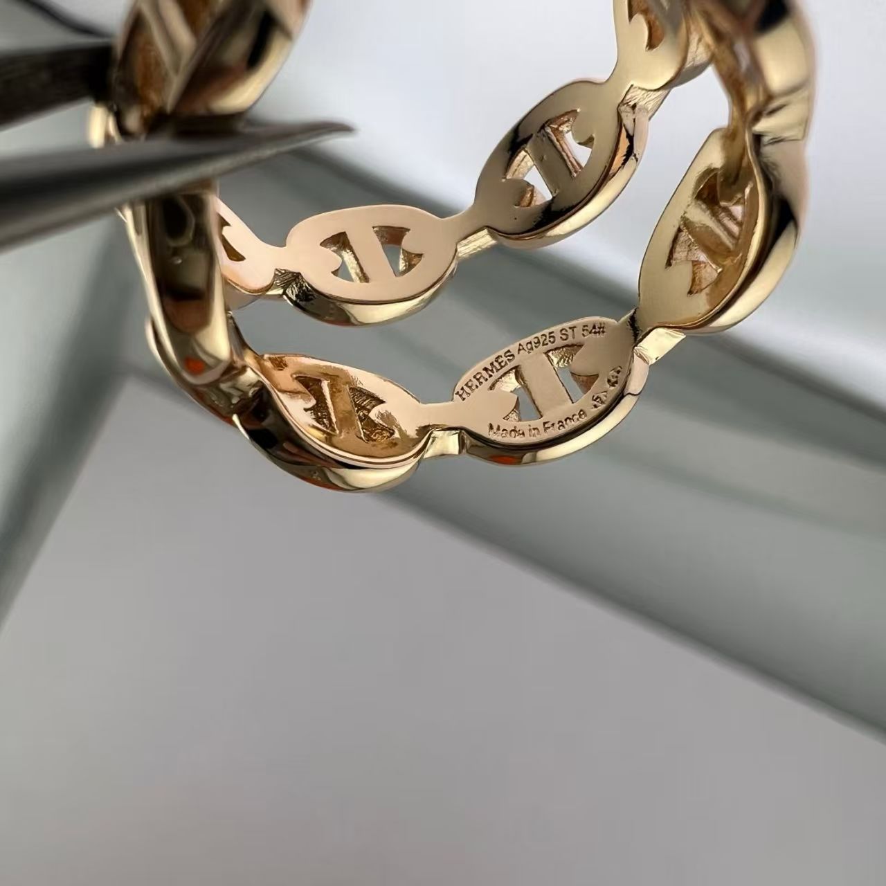 [Polaidi ]GLOSSY FINISH SQUARE COMBINATION DOUBLE-LAYER PIG NOSE RING