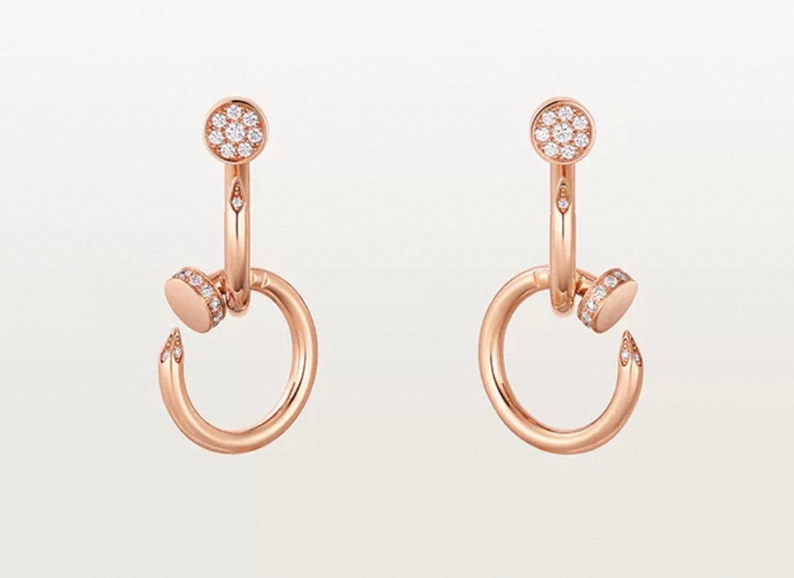 [Polaidi Jewelry]NAIL COLLECTION DIAMOND SET DOUBLE HOOP EARRINGS