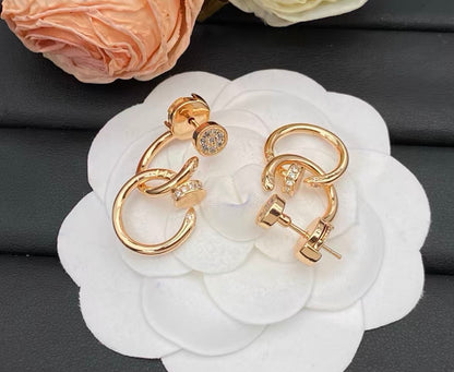 [Polaidi Jewelry]NAIL COLLECTION DIAMOND SET DOUBLE HOOP EARRINGS