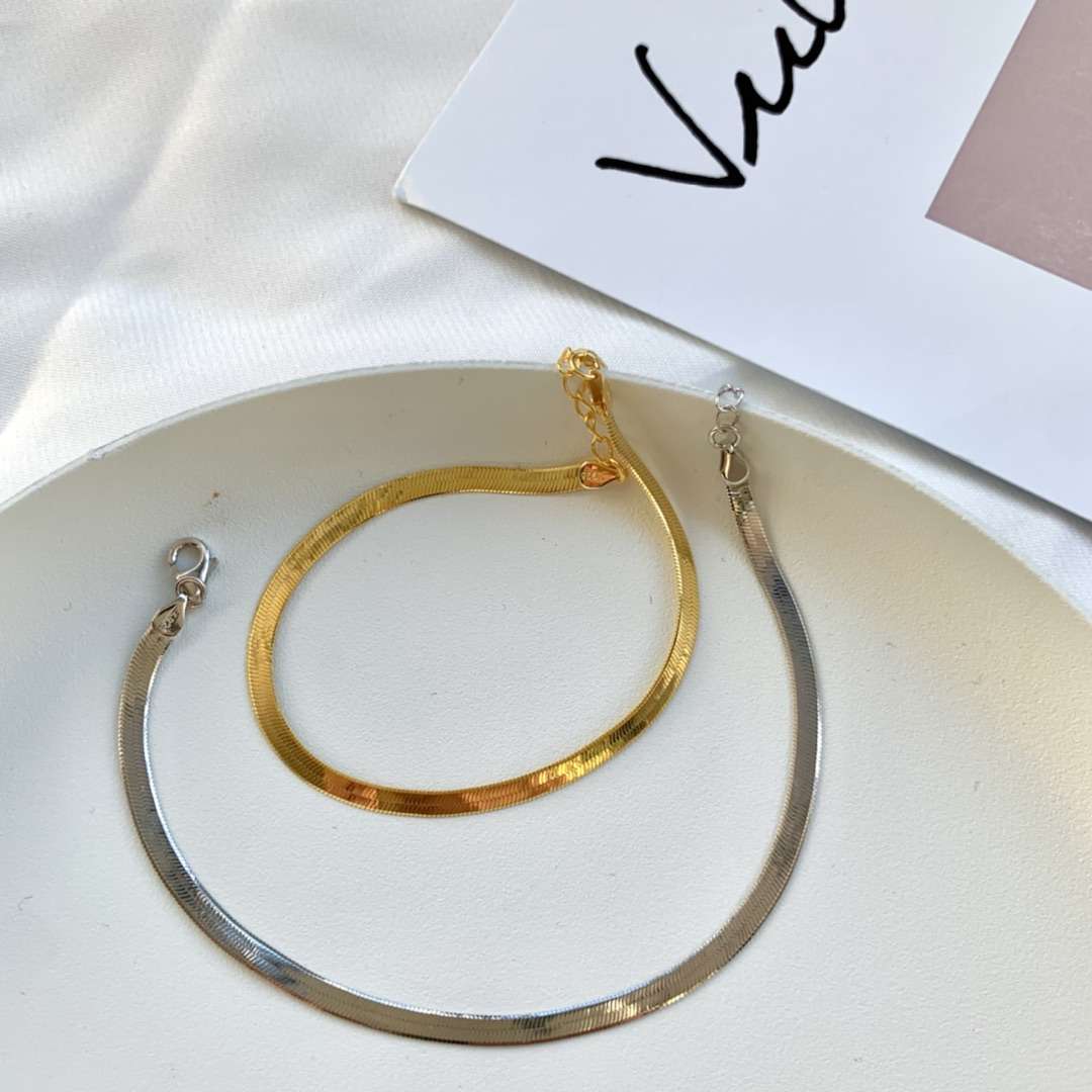 [Polaidi Jewelry]Flat Snake Bone Chain Blade Necklace
