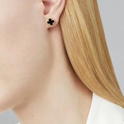 [：Polaidi Jewelry]CLOVER MINI 9.5MM BLACK MOP EARRINGS