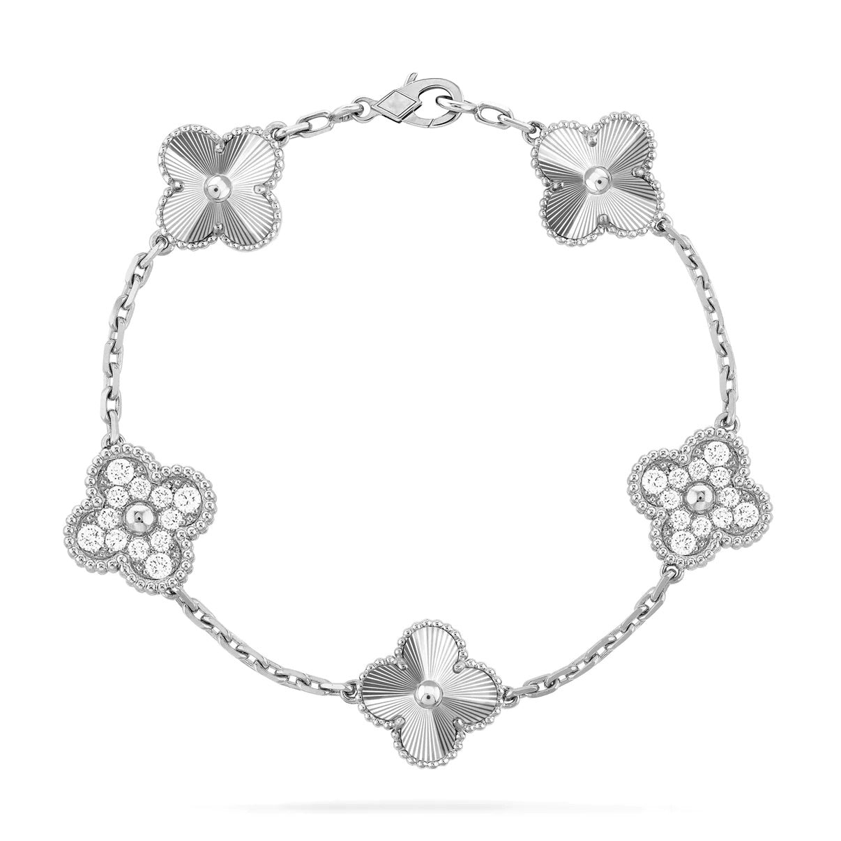 [：Polaidi Jewelry]CLOVER 5 MOTIF SILVER DIAMOND BRACELET