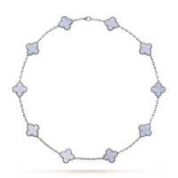 [Polaidi Jewelry ]CLOVER 10 MOTIFS BLUE CHALCEDONY NECKLACE