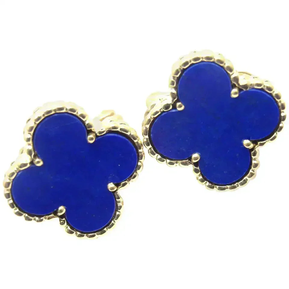[：Polaidi Jewelry]CLOVER MINI 9.5MM BLUE AGATE EARRINGS