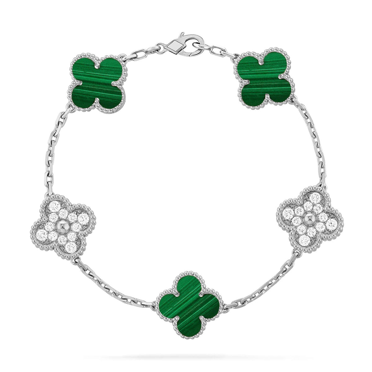 [Polaidi Jewelry] CLOVER 5 MOTIF MALACHITE BRACELET COLLECTION