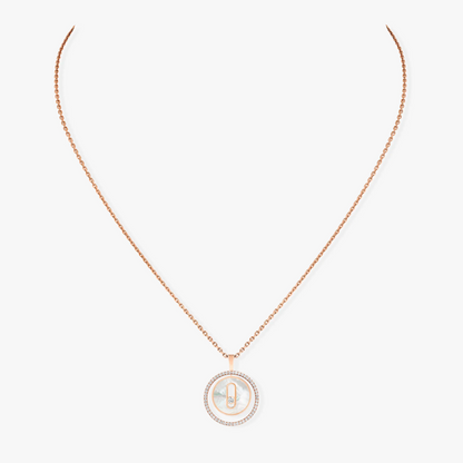 [Polaidi Jewelry]LUCKY MOVE 1 DIAMOND WHITE MOTHER OF PEARL PINK GOLD DIAMOND NECKLACE
