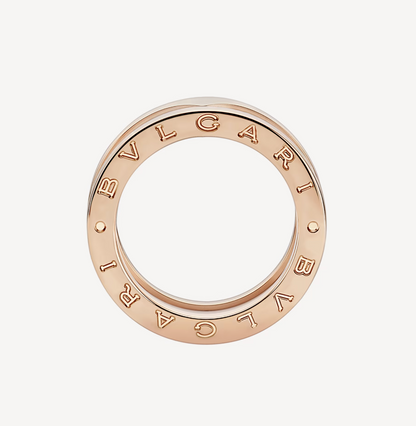 [Polaidi Jewelry]ZERO 1 TWO-BAND LOOPS AND WHITE CERAMIC SPIRAL PINK GOLD RING