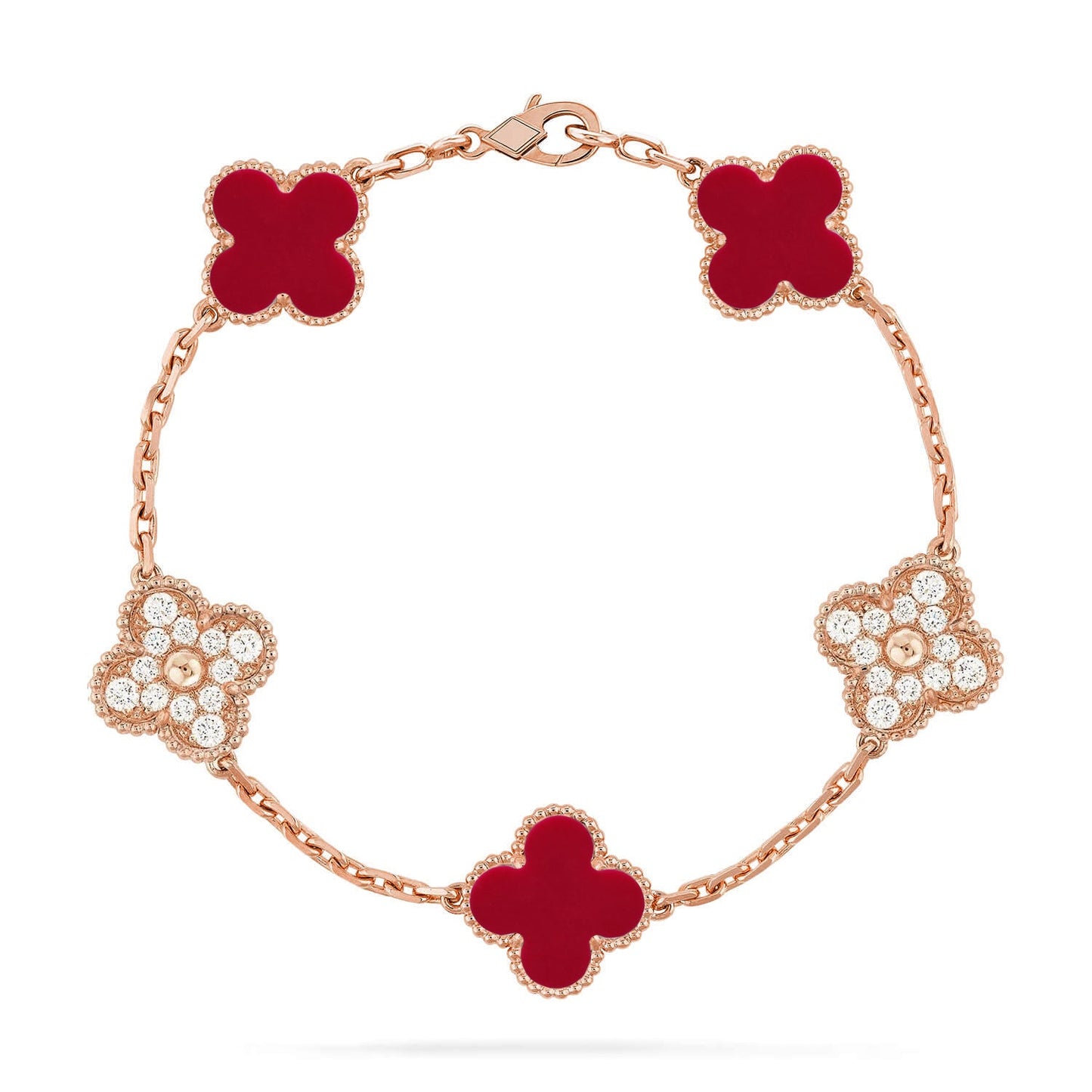 [Polaidi Jewelry] CLOVER 5 MOTIF RED CARNELIAN BRACELET COLLECTION