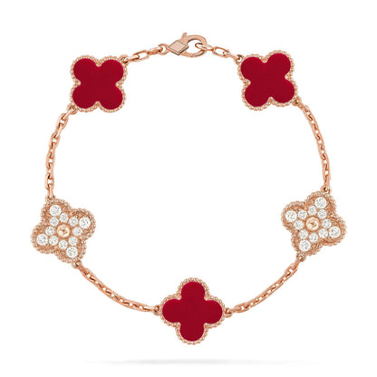 [Polaidi Jewelry] CLOVER 5 MOTIF RED CARNELIAN BRACELET COLLECTION
