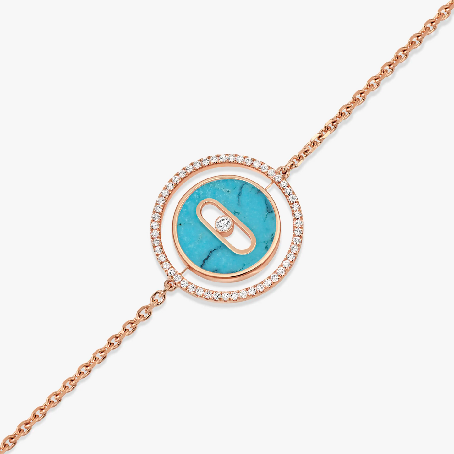 [Polaidi Jewelry]LUCKY MOVE TURQUOISE PINK GOLD DIAMOND BRACELET