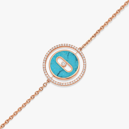 [Polaidi Jewelry]LUCKY MOVE TURQUOISE PINK GOLD DIAMOND BRACELET