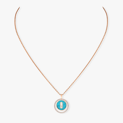 [Polaidi Jewelry]LUCKY MOVE 1 DIAMOND TURQUOISE PINK GOLD DIAMOND NECKLACE