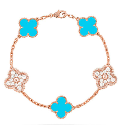 [Polaidi Jewelry] CLOVER 5 MOTIF TURQUOISE BRACELET COLLECTION