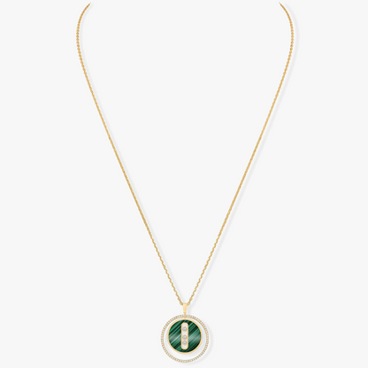 [Polaidi Jewelry]LUCKY MOVE 3 DIAMOND MALACHITE GOLD DIAMOND NECKLACE