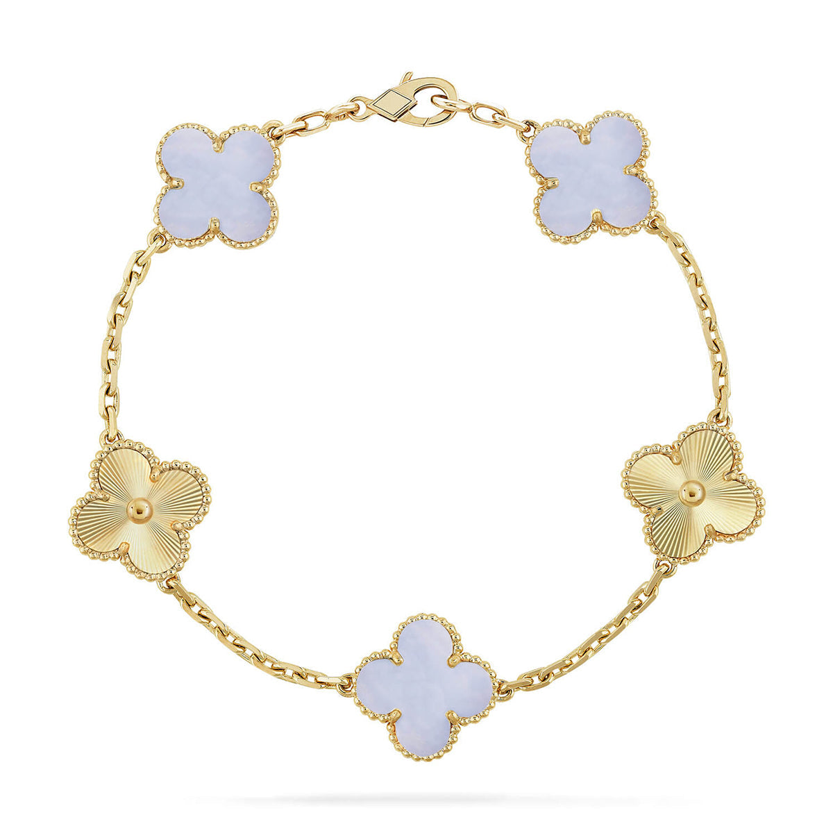 [Polaidi Jewelry] CLOVER 5 MOTIF PURPLE CHALCEDONY BRACELET COLLECTION
