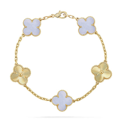 [Polaidi Jewelry] CLOVER 5 MOTIF PURPLE CHALCEDONY BRACELET COLLECTION
