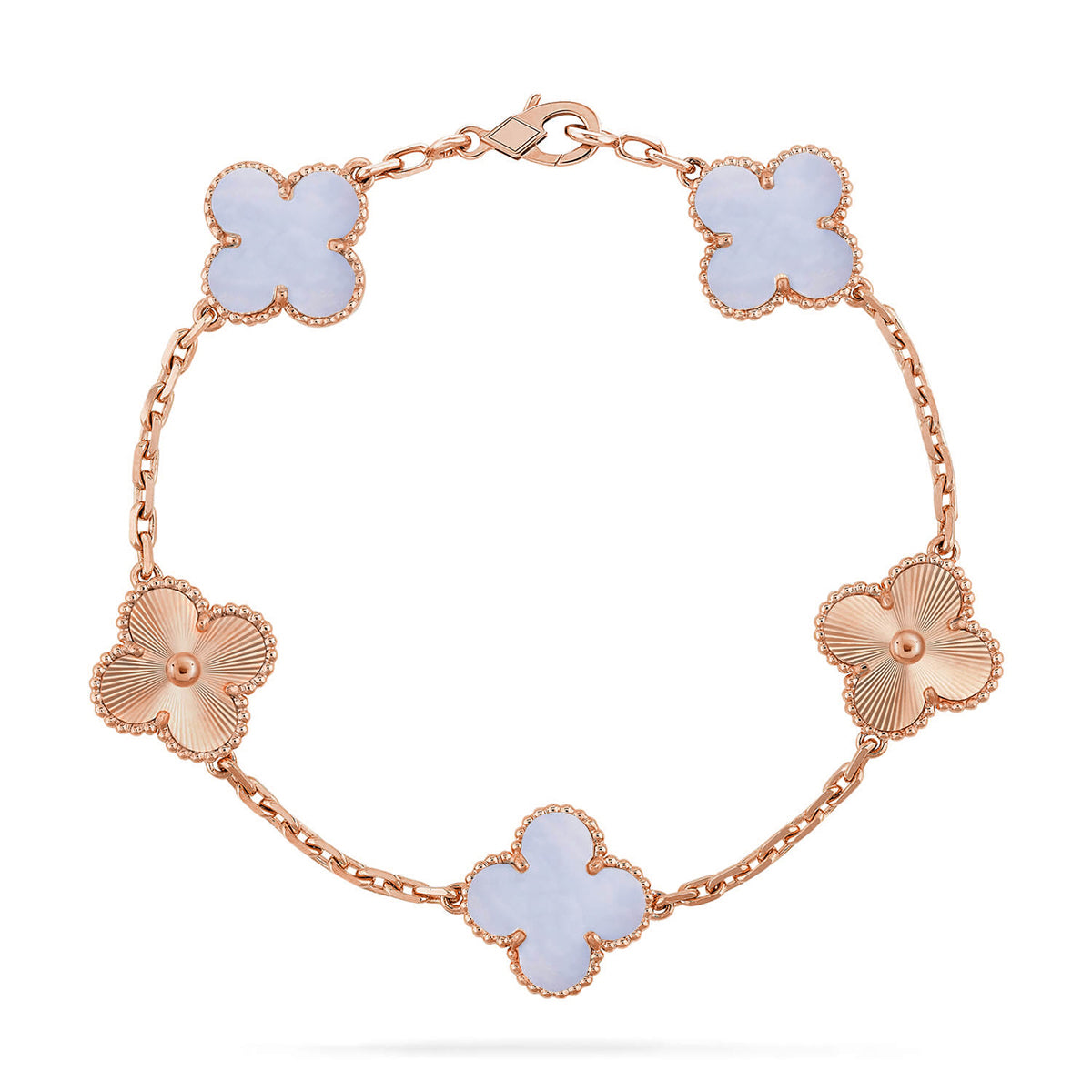[Polaidi Jewelry] CLOVER 5 MOTIF PURPLE CHALCEDONY BRACELET COLLECTION