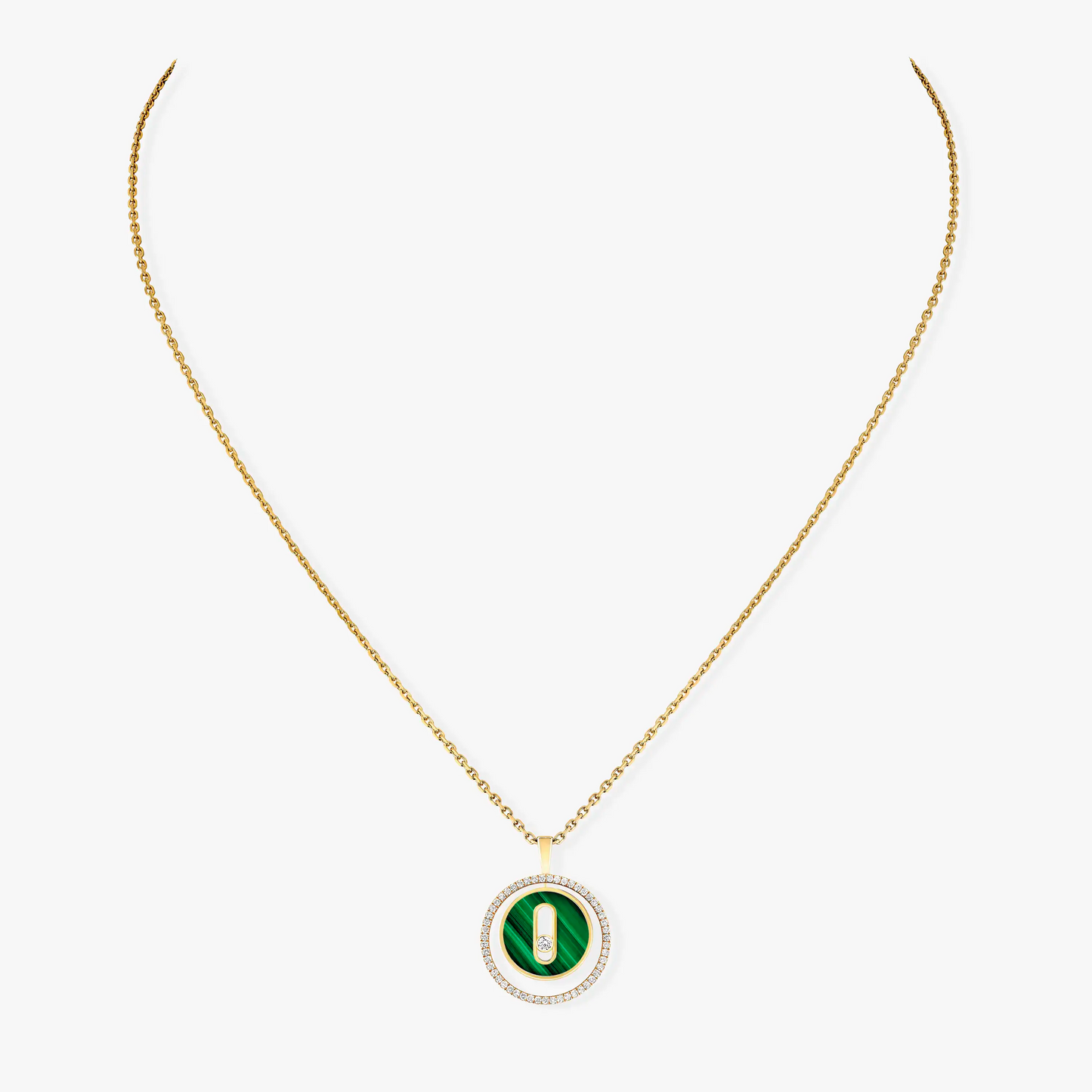 [Polaidi Jewelry]LUCKY MOVE 1 DIAMOND MALACHITE GOLD DIAMOND NECKLACE