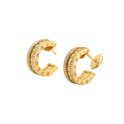 [Polaidi Jewelry]ZERO 1 ROCK GOLD EARRINGS WITH STUDDED SPIRAL AND PAVED DIAMONDS