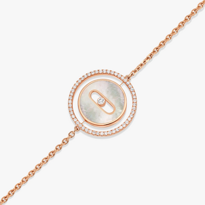[Polaidi Jewelry]LUCKY MOVE WHITE MOTHER OF PEARL PINK GOLD DIAMOND BRACELET