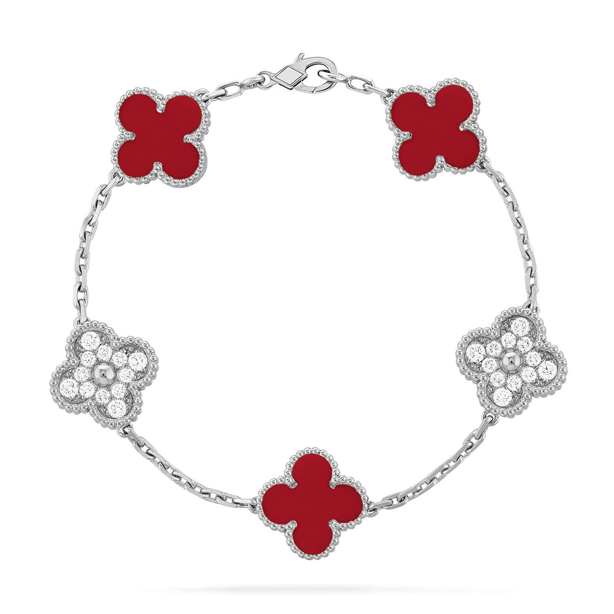 [Polaidi Jewelry] CLOVER 5 MOTIF RED CARNELIAN BRACELET COLLECTION