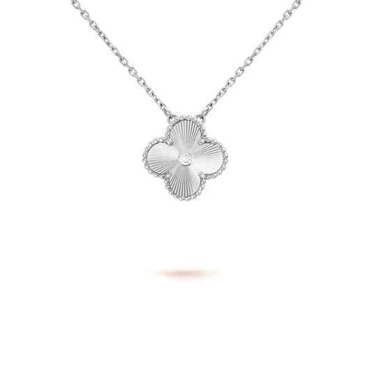 [：Polaidi Jewelry]CLOVER  15MM DIAMOND LASER NECKLACE SILVER