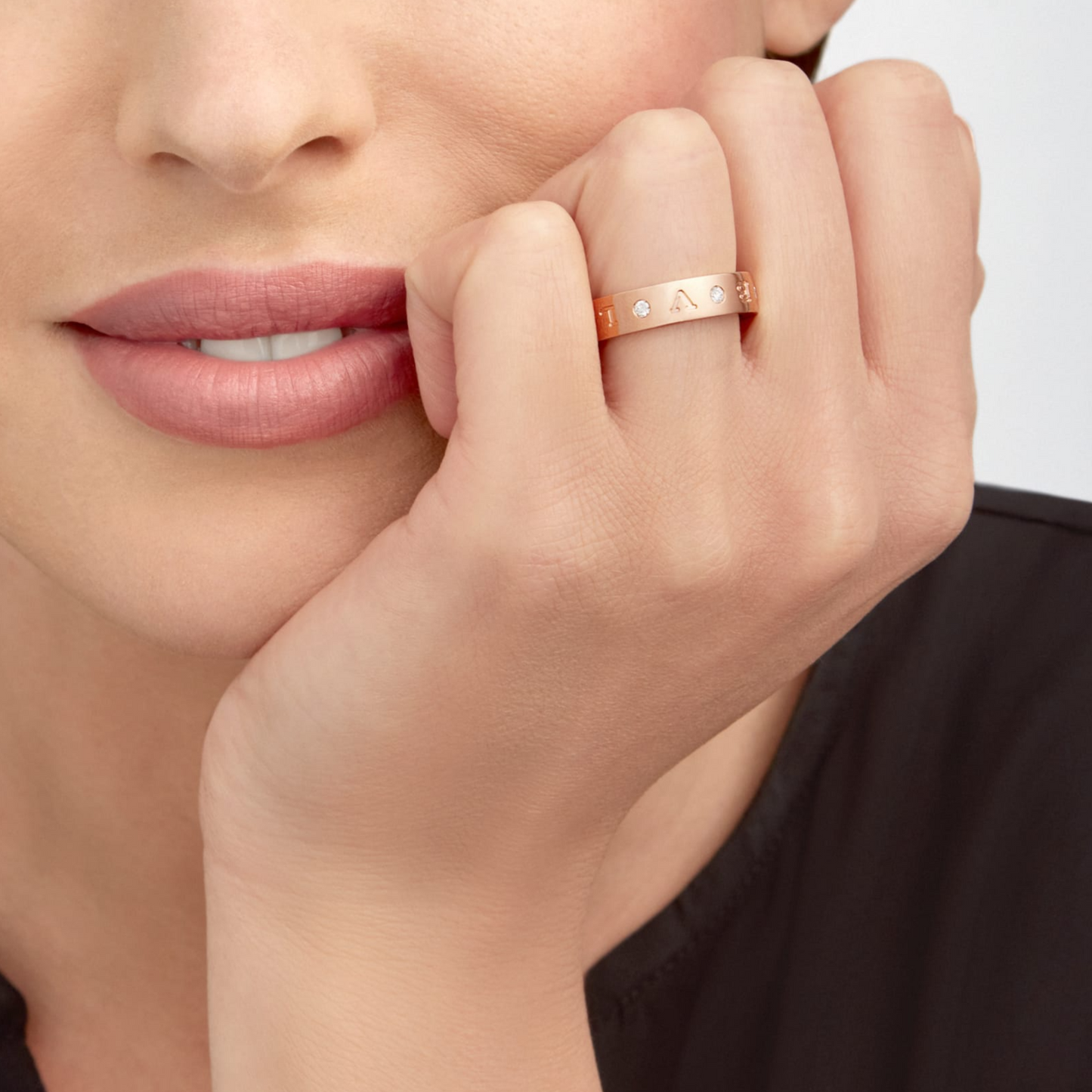 [Polaidi Jewelry]ZERO 1 ESSENTIAL PINK GOLD BAND WITH DIAMONDS RING