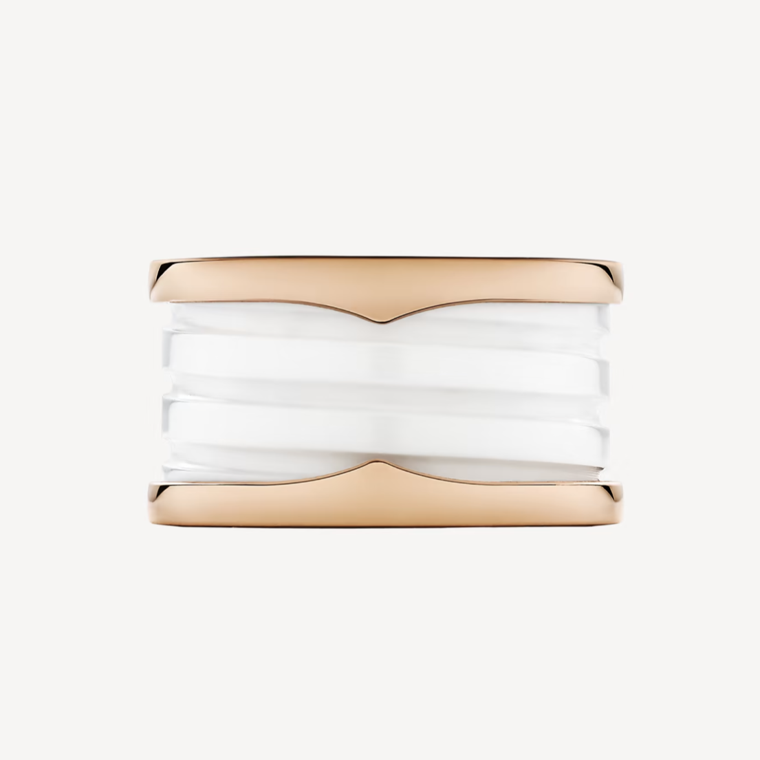 [Polaidi Jewelry]ZERO 1 FOUR-BAND LOOPS AND WHITE CERAMIC SPIRAL PINK GOLD RING