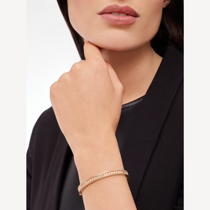 [Polaidi Jewelry]ZERO 1 SPIRAL AND PAVED DIAMOND PINK GOLD BRACELET