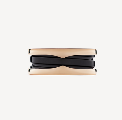 [Polaidi Jewelry]ZERO 1 TWO-BAND LOOPS AND BLACK CERAMIC PINK GOLD RING