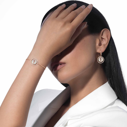 [Polaidi Jewelry]LUCKY MOVE WHITE MOTHER OF PEARL PINK GOLD DIAMOND BRACELET