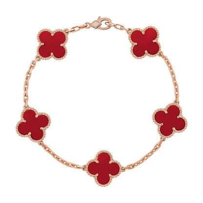[Polaidi Jewelry] CLOVER 5 MOTIF RED CARNELIAN BRACELET COLLECTION