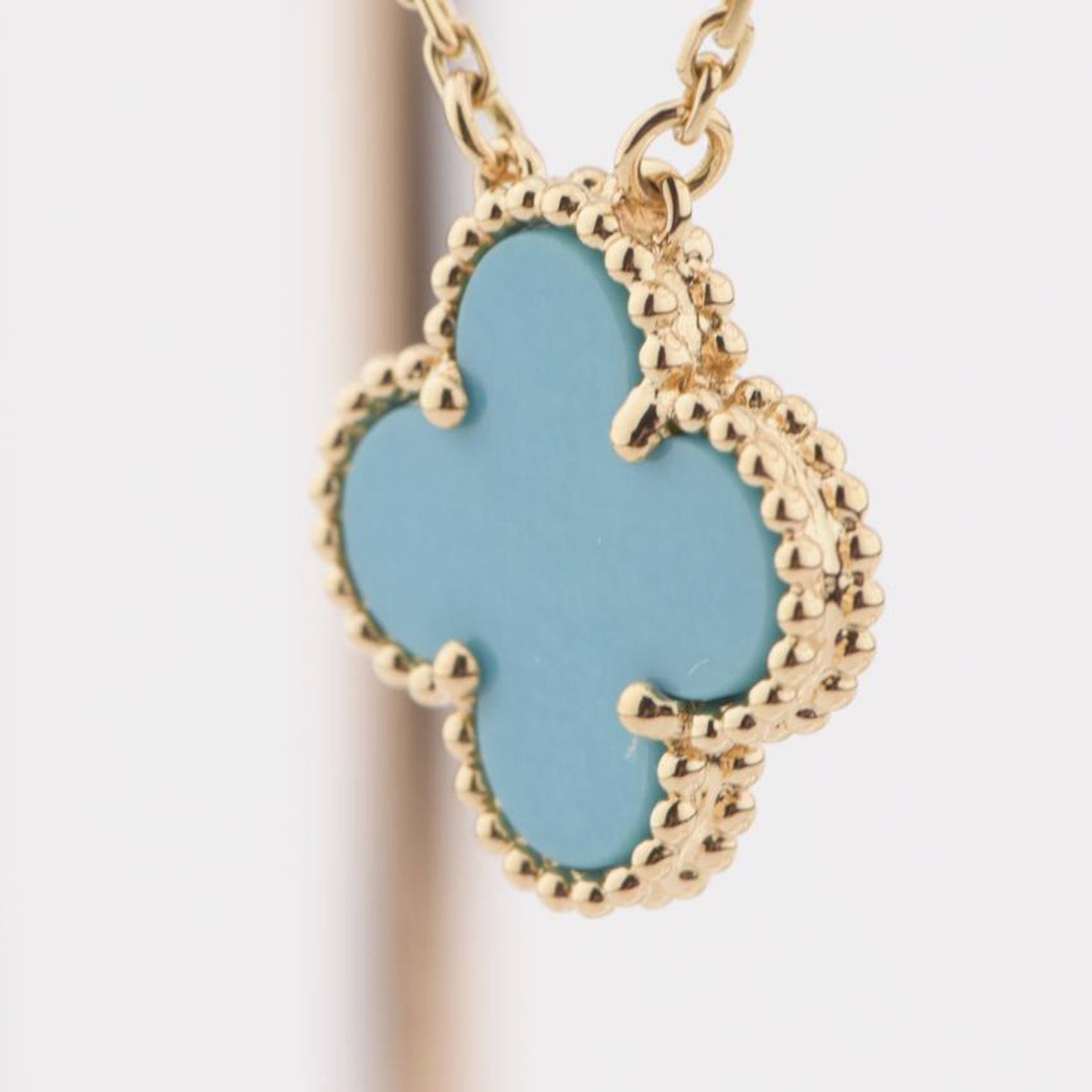 [：Polaidi Jewelry]CLOVER 15MM VINTAGE TURQUOISE NECKLACE