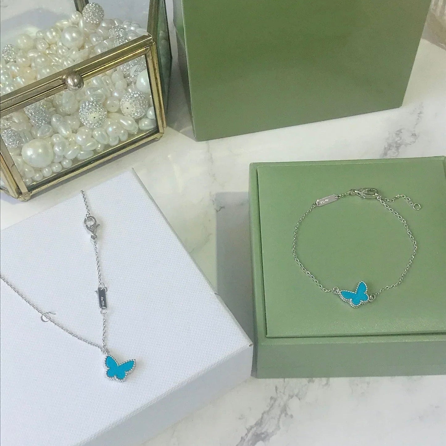 [：Polaidi Jewelry]BUTTERFLY TURQUOISE BUTTERFLY BRACELET SILVER